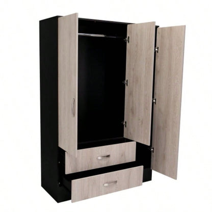 Mirrored Armoire Draggo, Bedroom, Black/ Light Gray
