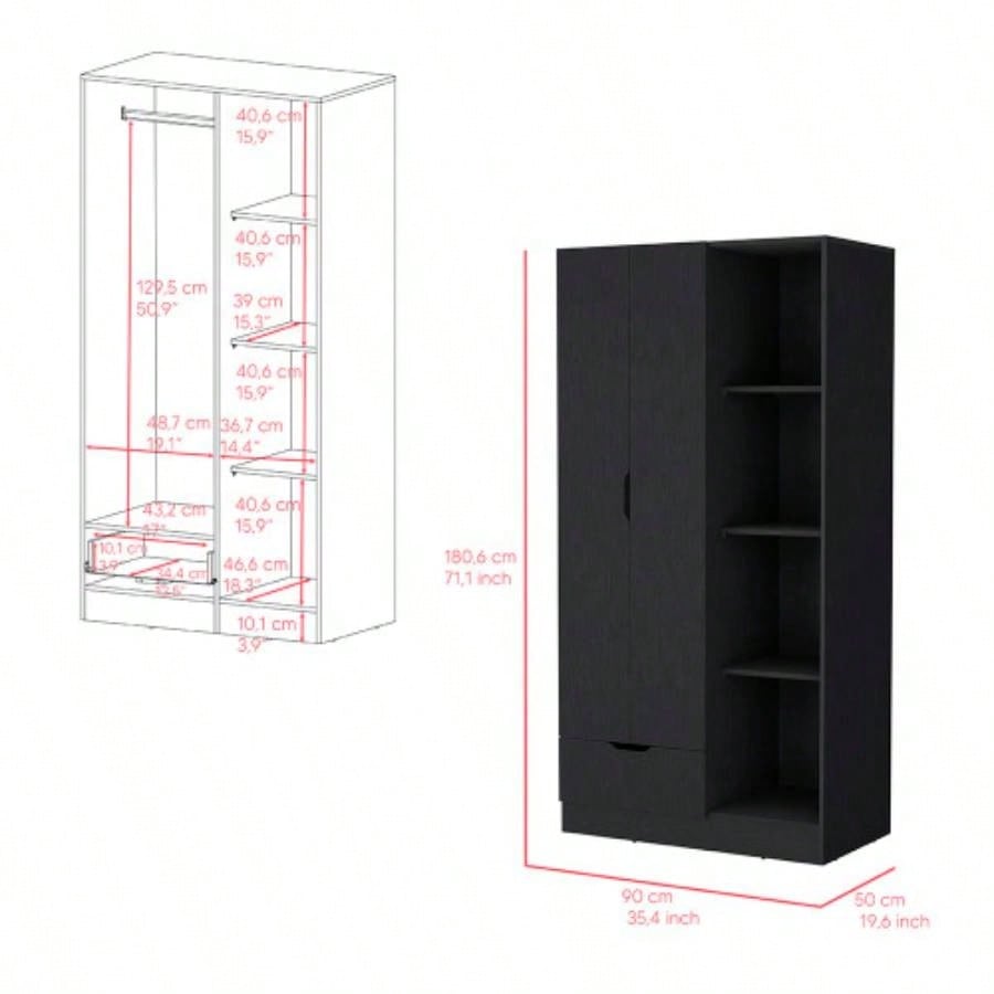 Armoire Dover, Bedroom, Black