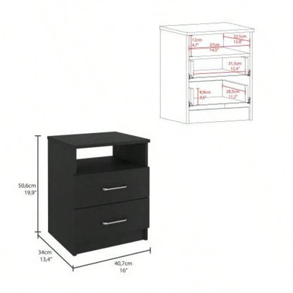 3 Piece Bedroom Set, London Armoire+ Salento Nightstand+ Salento Nightstand, Black