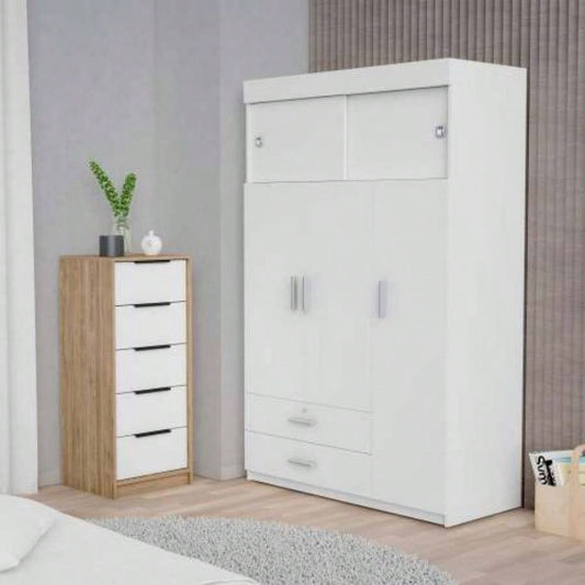 Cozad 2 - Piece Bedroom Set, Armoire+ Dresser, White and Light Oak