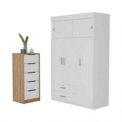 Cozad 2 - Piece Bedroom Set, Armoire+ Dresser, White and Light Oak
