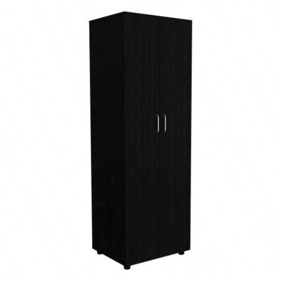 3 Piece Bedroom Set, London Armoire+ 2 Leyva Nightstands, Black