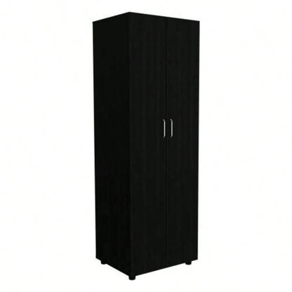 3 Piece Bedroom Set, London Armoire+ 2 Leyva Nightstands, Black