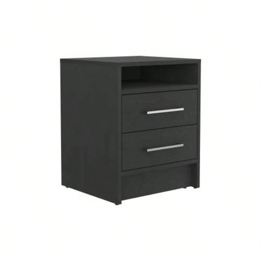 3 Piece Bedroom Set, London Armoire+ 2 Leyva Nightstands, Black
