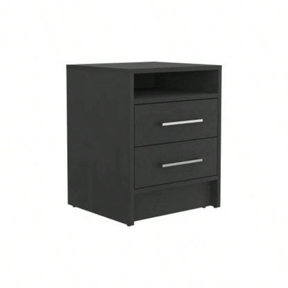 3 Piece Bedroom Set, London Armoire+ 2 Leyva Nightstands, Black