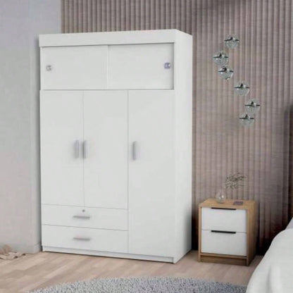 Elirya 2 - Piece Bedroom Set, Armoire+ Nightstand, White and Light Oak