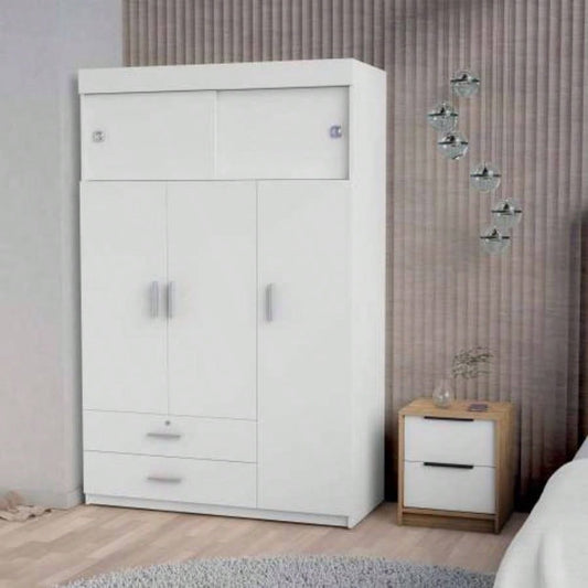 Elirya 2 - Piece Bedroom Set, Armoire+ Nightstand, White and Light Oak