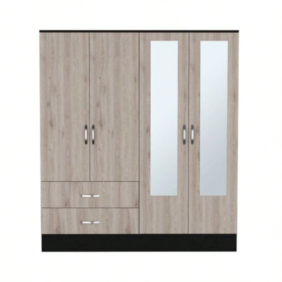 Armoire Ron, Bedroom, Black/ Light Gray