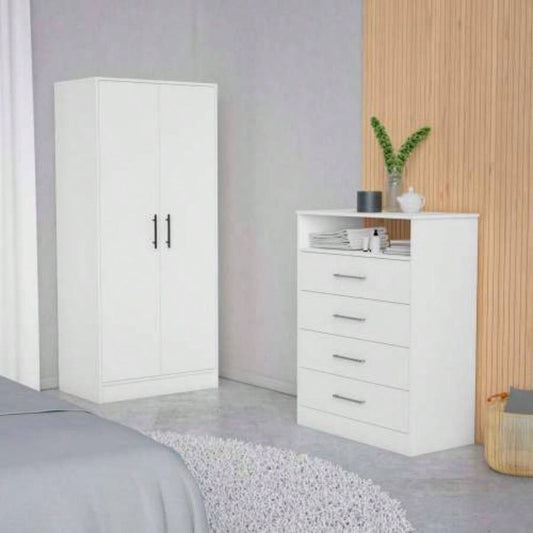 Midval 2 - Piece Bedroom Set, Armoire+ Dresser, White