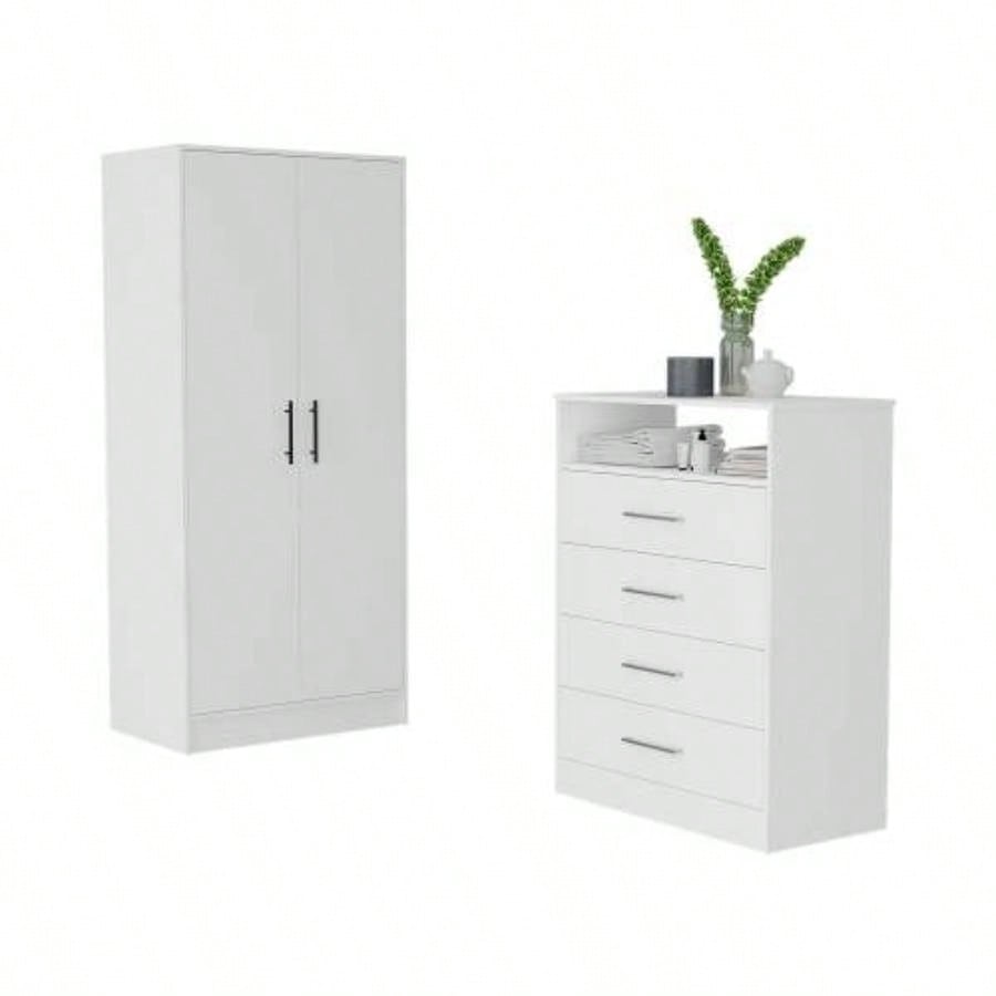 Midval 2 - Piece Bedroom Set, Armoire+ Dresser, White