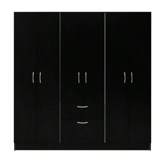 Six Doors Armoire Maya, Bedroom, Black/ White