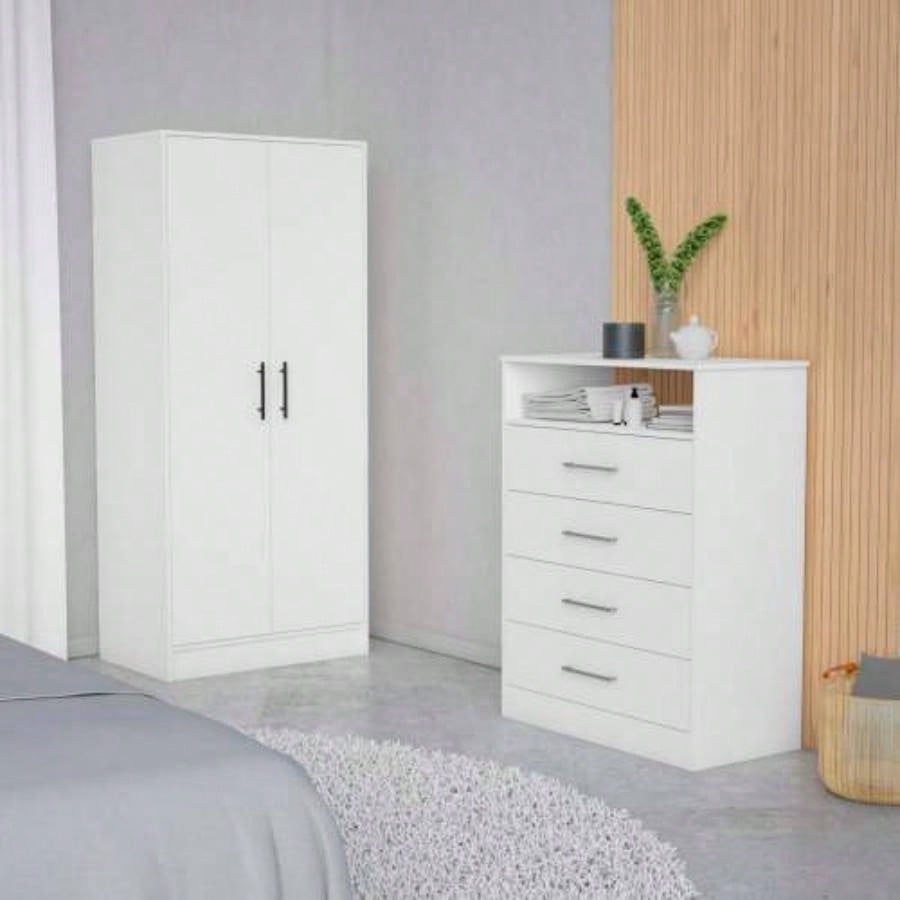 Midval 2 - Piece Bedroom Set, Armoire+ Dresser, White