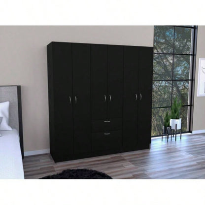 Six Doors Armoire Maya, Bedroom, Black/ White