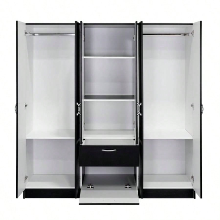Six Doors Armoire Maya, Bedroom, Black/ White