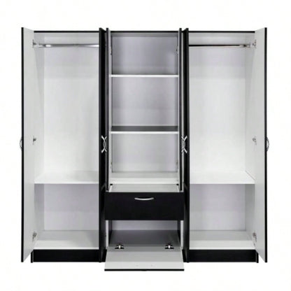 Six Doors Armoire Maya, Bedroom, Black/ White