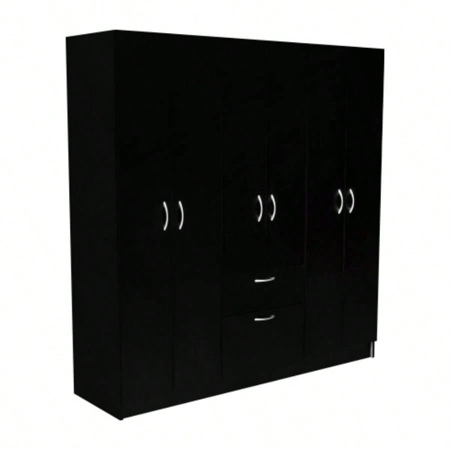 Six Doors Armoire Maya, Bedroom, Black/ White