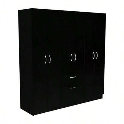 Six Doors Armoire Maya, Bedroom, Black/ White