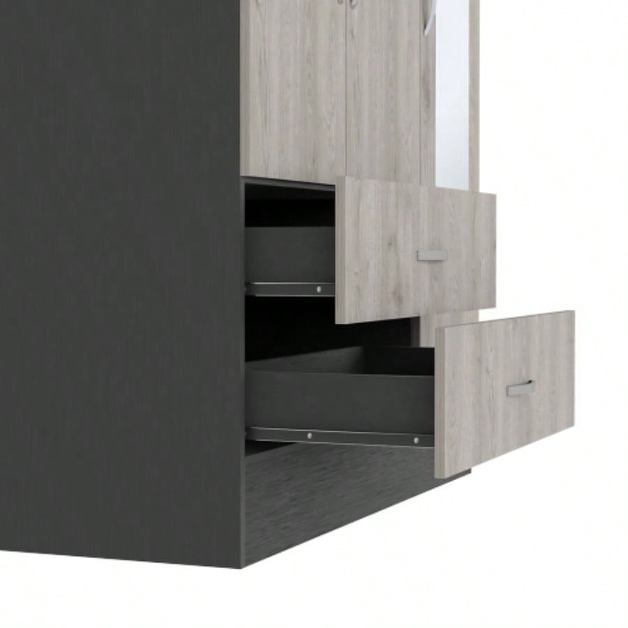 Florencia S Mirrored Armoire, Two Cabinets With Divisions, Two Drawers