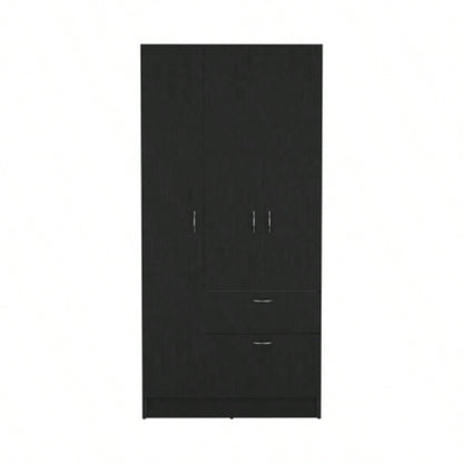 Capwell 2 - Piece Bedroom Set, Armoire and Dresser, Black and Pine