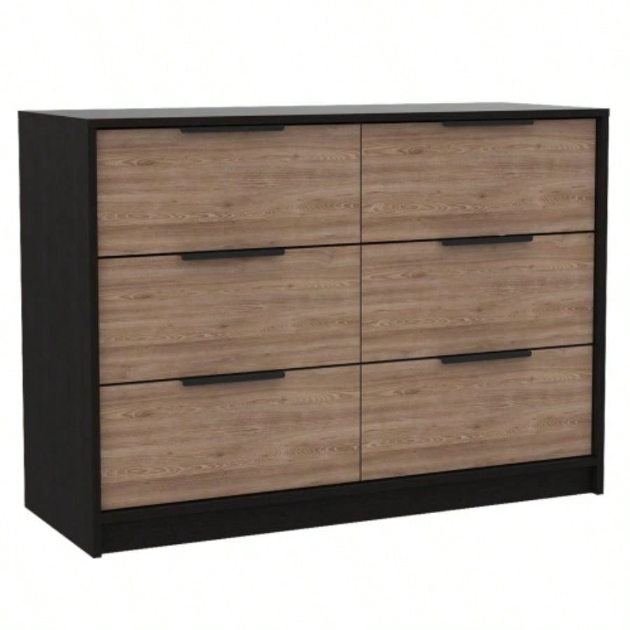 Capwell 2 - Piece Bedroom Set, Armoire and Dresser, Black and Pine