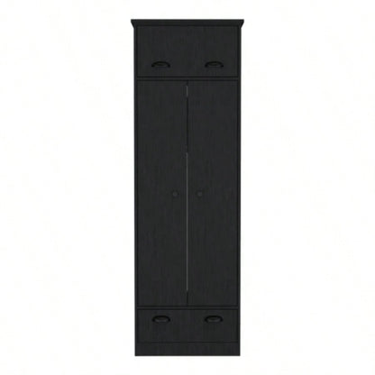 Falkland Armoire with 1 Drawer and 1 Hinged Drawer with Handles Black