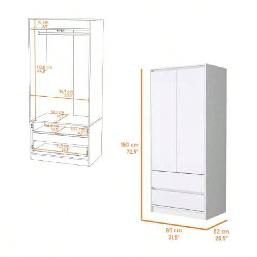 White 2 - Drawer Armoire