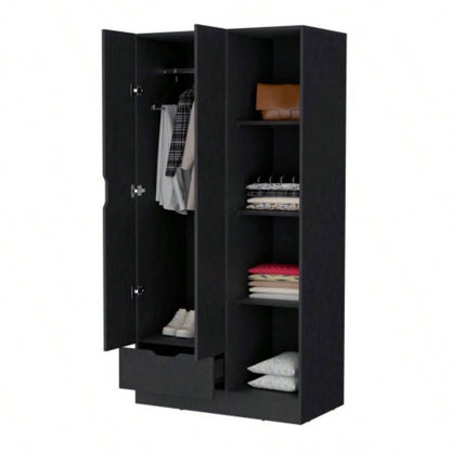 Redmond Armoire with Single Drawer, 4 Storage Shelves and Hanging Rod