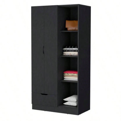 Redmond Armoire with Single Drawer, 4 Storage Shelves and Hanging Rod