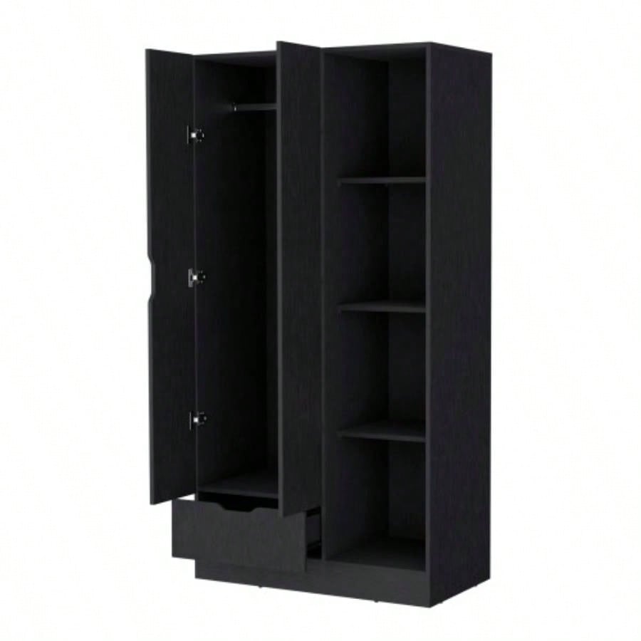 Redmond Armoire with Single Drawer, 4 Storage Shelves and Hanging Rod