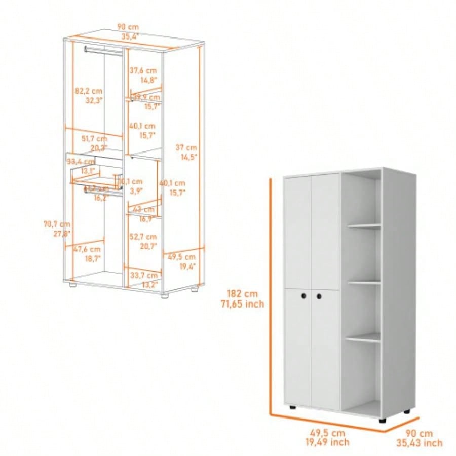Bethel Armoire Closet with 1 - Drawer, Storage Cabinets and Hanging Rods