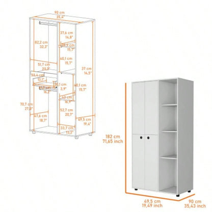 Bethel Armoire Closet with 1 - Drawer, Storage Cabinets and Hanging Rods