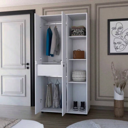 Bethel Armoire Closet with 1 - Drawer, Storage Cabinets and Hanging Rods