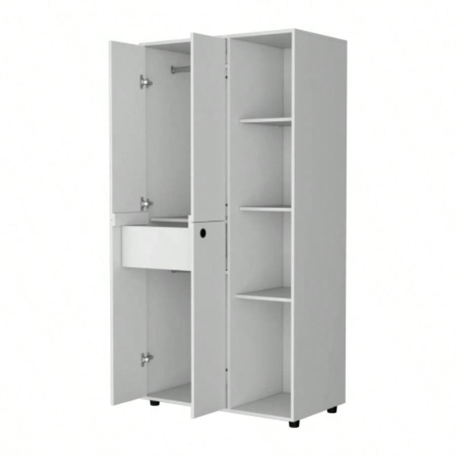 Bethel Armoire Closet with 1 - Drawer, Storage Cabinets and Hanging Rods