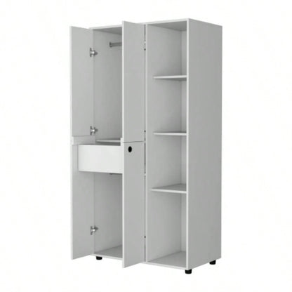 Bethel Armoire Closet with 1 - Drawer, Storage Cabinets and Hanging Rods