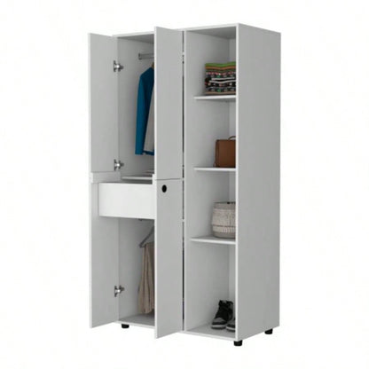 Bethel Armoire Closet with 1 - Drawer, Storage Cabinets and Hanging Rods