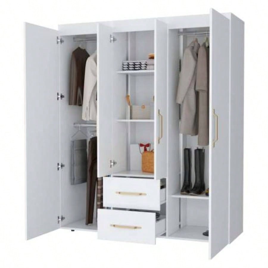 White All - In - One 2 - Door Armoire