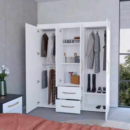 White All - In - One 2 - Door Armoire
