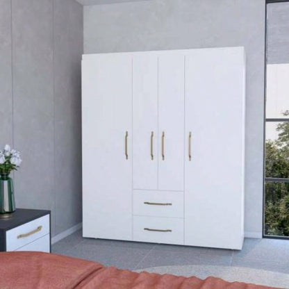 White All - In - One 2 - Door Armoire