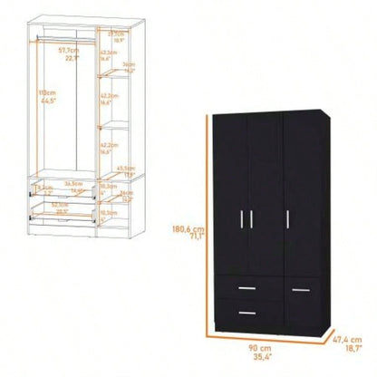 Black 4 - Door 2 - Drawer Armoire