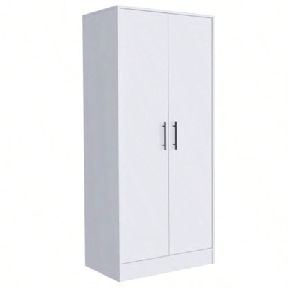 Ambery 180 Armoire, Two Shelves, Double Door, Metal Rod, One Drawer - White