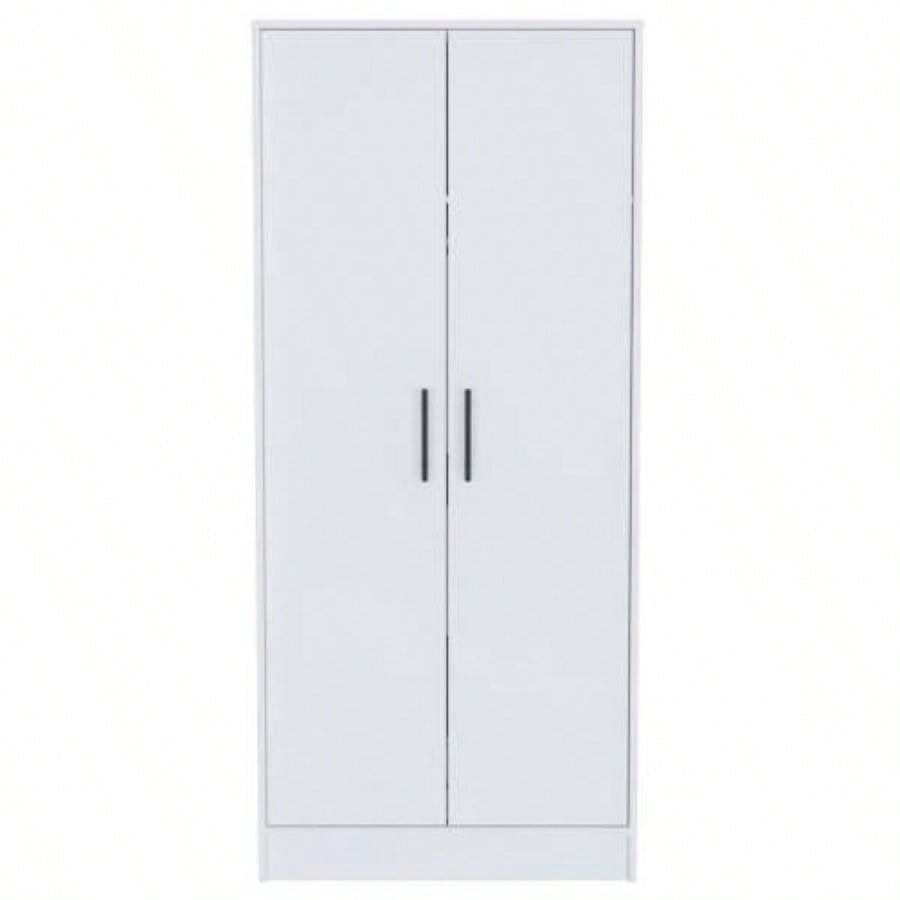 Ambery 180 Armoire, Two Shelves, Double Door, Metal Rod, One Drawer - White
