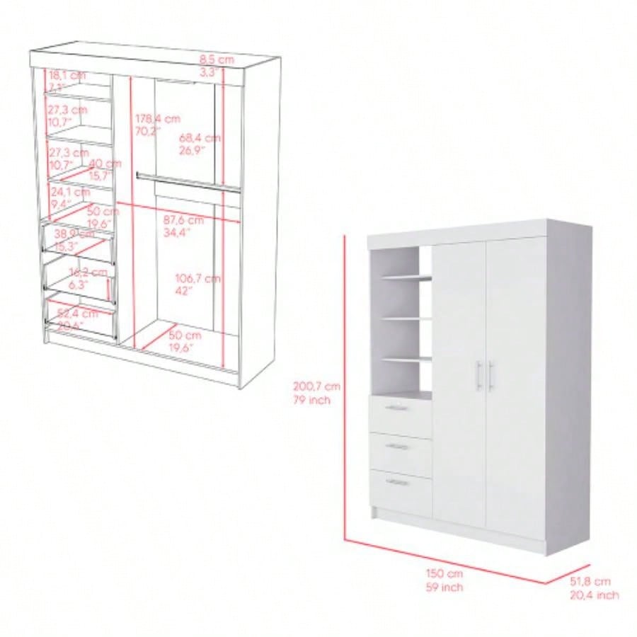 Armoire Rumanu, Bedroom, White