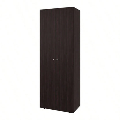 Armoire, 2 Doors, 4 Shelves, Walnut/ Black Wengue