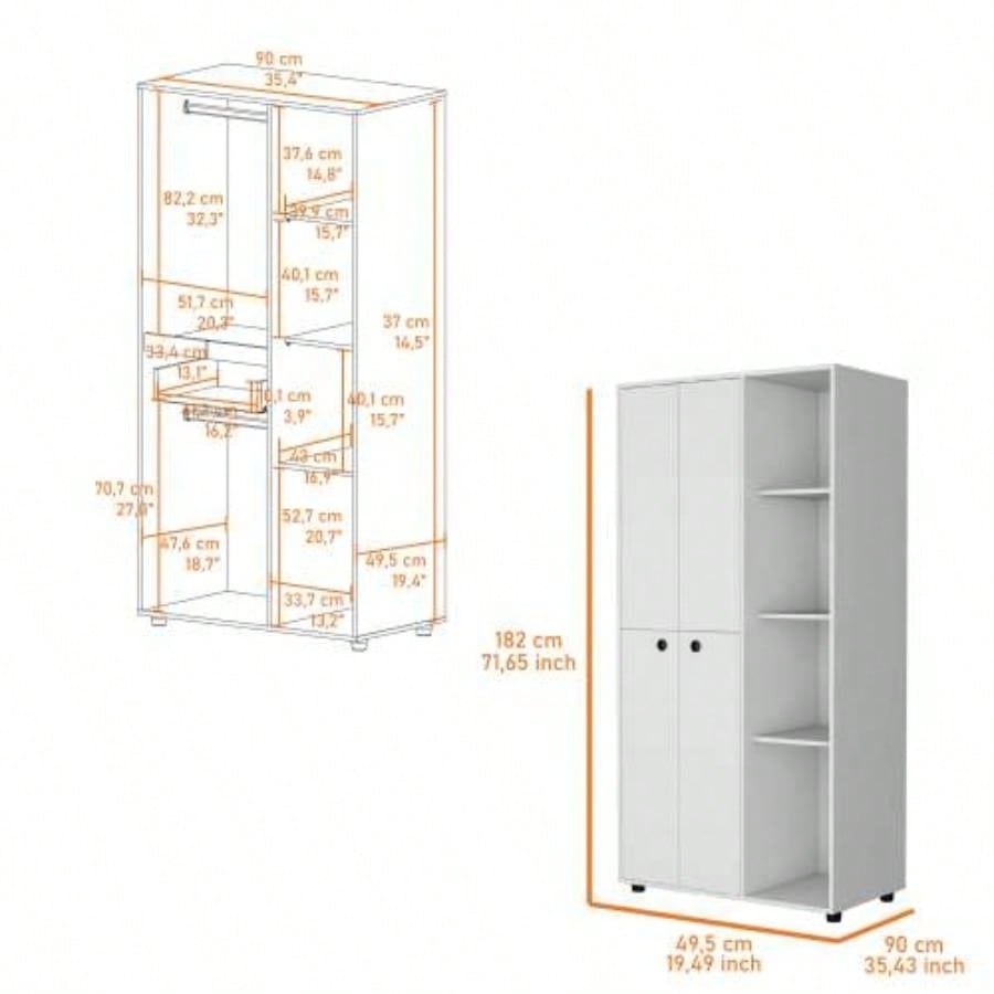 White 1 - Drawer Armoire Closet