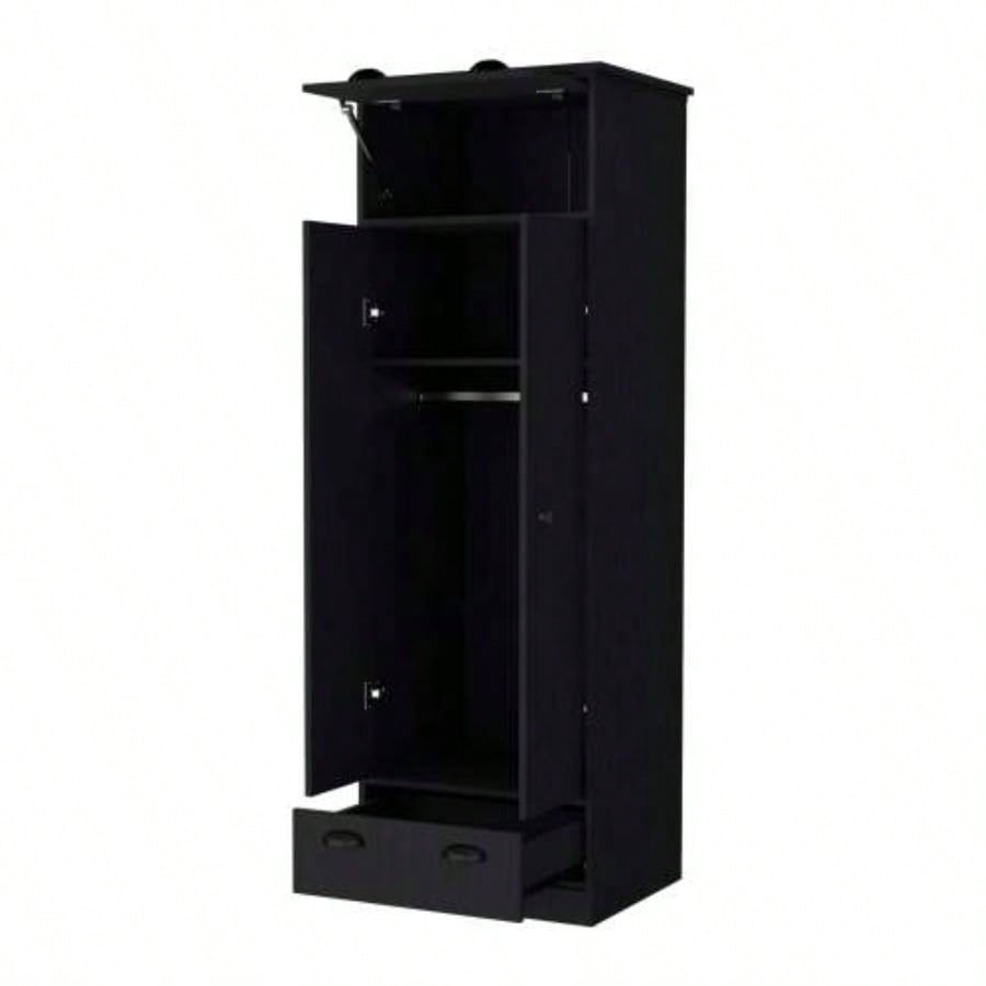 Lakewood Double Door and 1 - Drawer Armoire Black