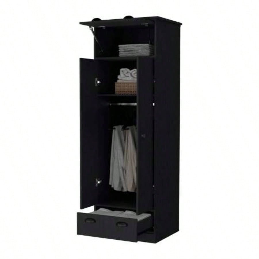 Lakewood Double Door and 1 - Drawer Armoire Black