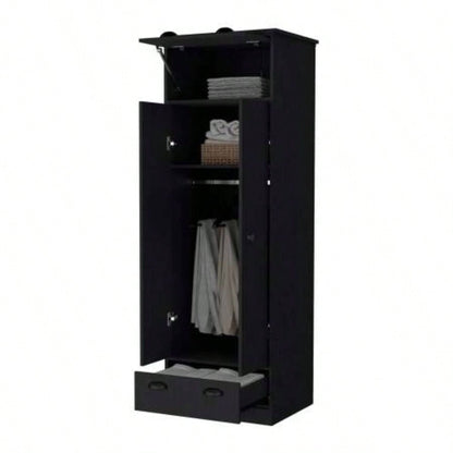 Lakewood Double Door and 1 - Drawer Armoire Black