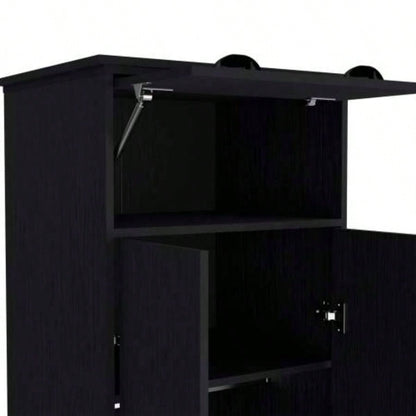 Lakewood Double Door and 1 - Drawer Armoire Black