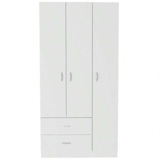 Three Door Armoire Clark, Bedroom, White