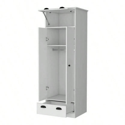 White Double Door and 1 - Drawer Armoire